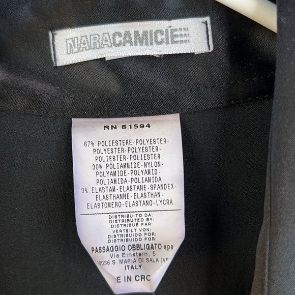 Naracamicie Black Long Sleeveve Satin Blouse Top - Picture 4 of 9